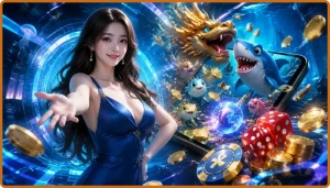 Ảnh đại diện game Bắn Cá Tài Xỉu Jun88 với đồ họa 3D sống động, kết hợp bắn cá và xúc xắc.
